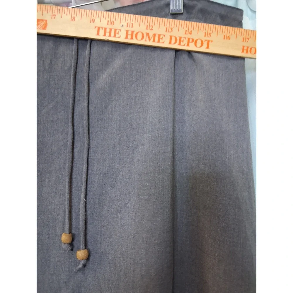 Charcoal Gray Boho Maxi Skirt Wood Bead Drawstring Detail and Hidden Zipper 1110